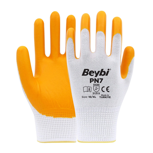 BEYBİ PN7 NAYLON NİTRİL ELDİVEN SARI NO: 10
